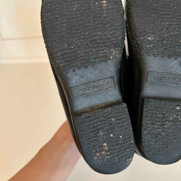 Tory Burch Leather Low Top Rain Duck Rain Boots Black 6M - Picture 6 of 7